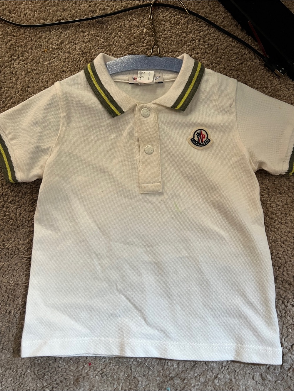 Moncler
White Polo Shirt with Green Trim - Kids